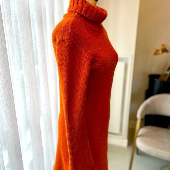 Melissa Cut Out Turtleneck Orange Sweater - Picture 5 of 14